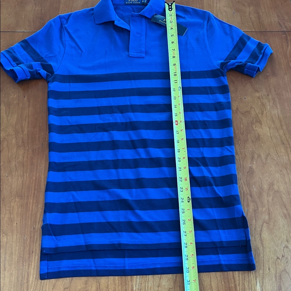 NWT Polo by Ralph Lauren Men's Cotton Mesh Polo Shirt. Royal/Navy Blue Stripes. - Picture 12 of 16